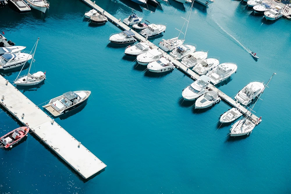 Aerial view of marina